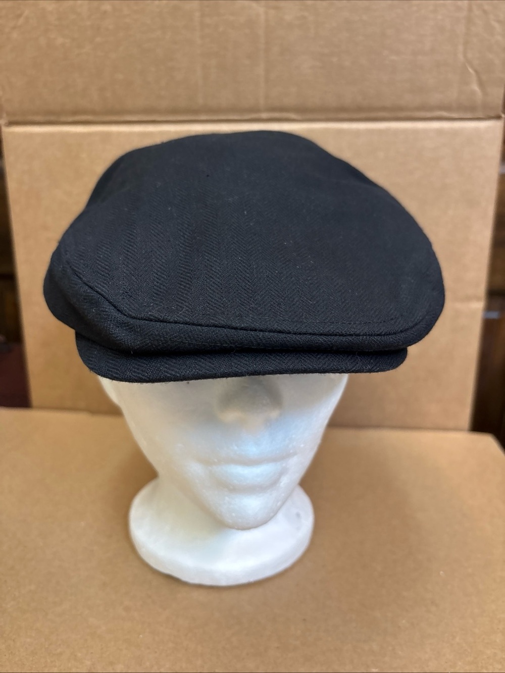 Biltmore 1917 Hat Flat Cap Cabbie Gatsby Newsboy Golf Black XL Linen Blend